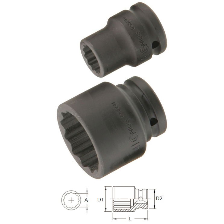 Genius Tools 655242 3/4"-os 12 lapú gépi dugókulcs fej, 42 mm termék fő termékképe