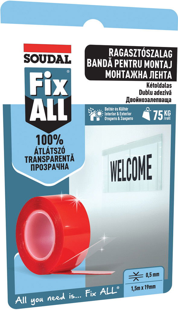 Soudal Fix ALL® átlátszó ragasztószalag, 19 mm x 1.5 m termék fő termékképe