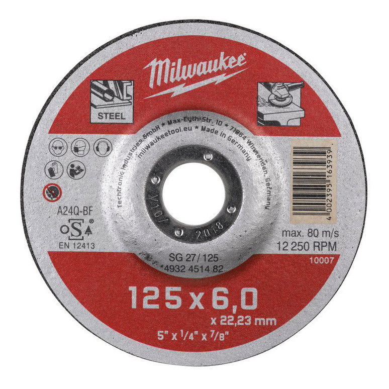 Milwaukee WSG27 STANDARD csiszolókorong fémhez, 125x6.0 mm termék fő termékképe