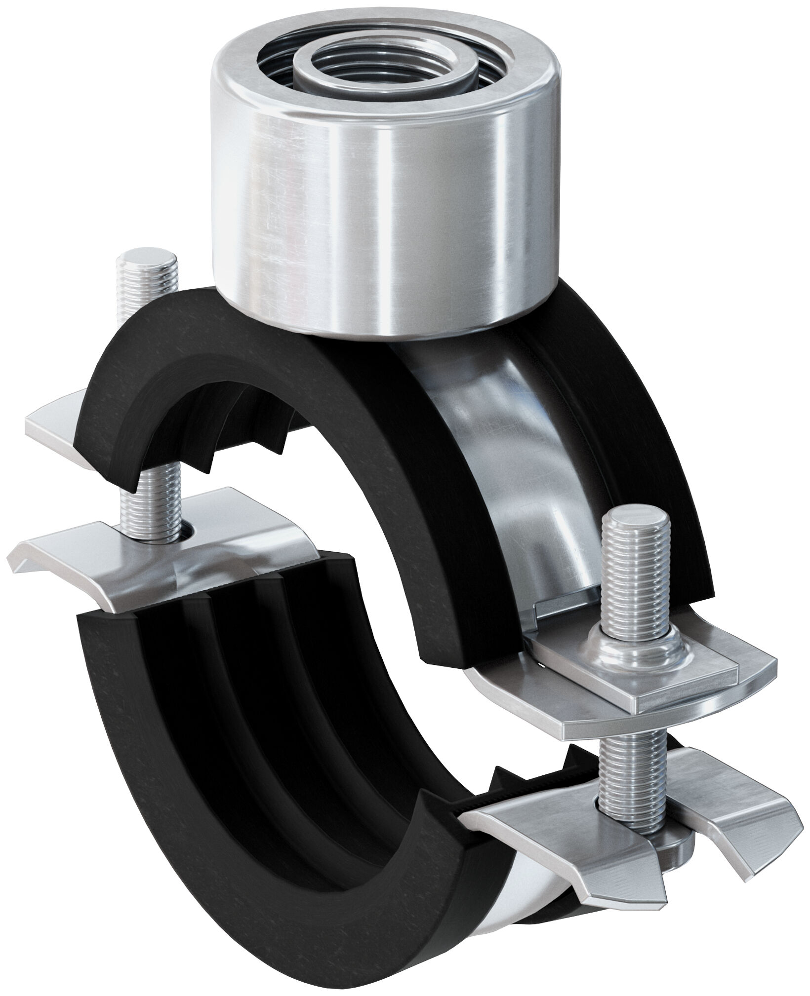 Fischer FRS Triple 127-135 M8 / M10 / 1/2" kétcsavaros csőbilincs hangszigetelő betéttel, 10 db/csomag termék fő termékképe